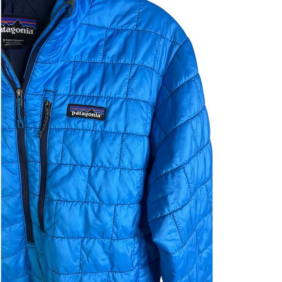 Patagonia Jacket Mens Small Blue Half Zip Front Quilted Zip Pocket Lightweight - Picture 5 of 10